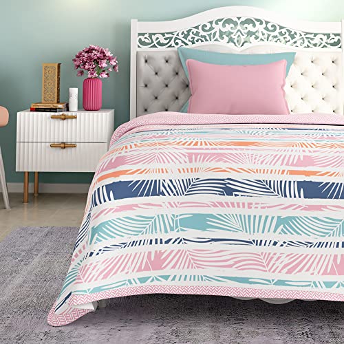 Wakefit Dohar Single Bed | 100% Cotton Blanket for Single Size Bed, Quilt | 110 GSM | Reverisible AC Blanket | 90x56 Inches - Tropica Peach - Image 2
