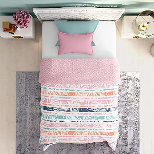 Wakefit Dohar Single Bed | 100% Cotton Blanket for Single Size Bed, Quilt | 110 GSM | Reverisible AC Blanket | 90x56 Inches - Tropica Peach - Image 4
