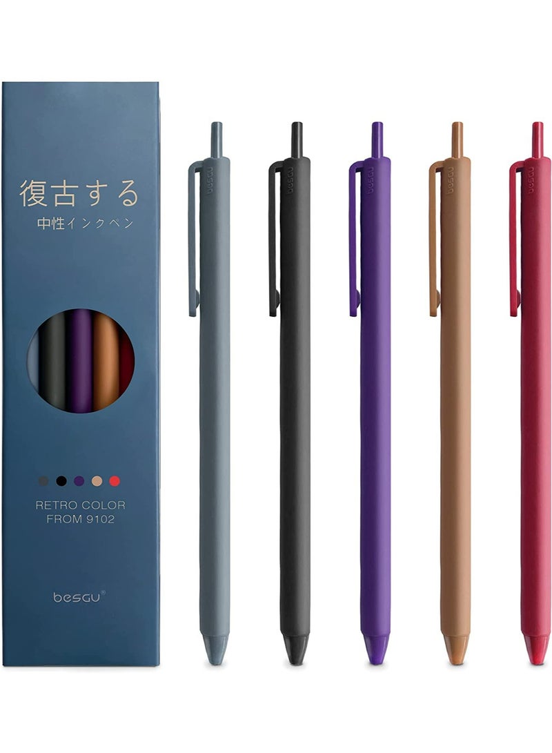 CMGTYYD Retractable Colored Gel Pens Quick Dry Ink Pens, Fine Point 0.5mm, 5 Assorted Colors Premium Vintage Pens for Journaling Drawing Coloring Doodling and Notetaking, School Office Home - Image 1