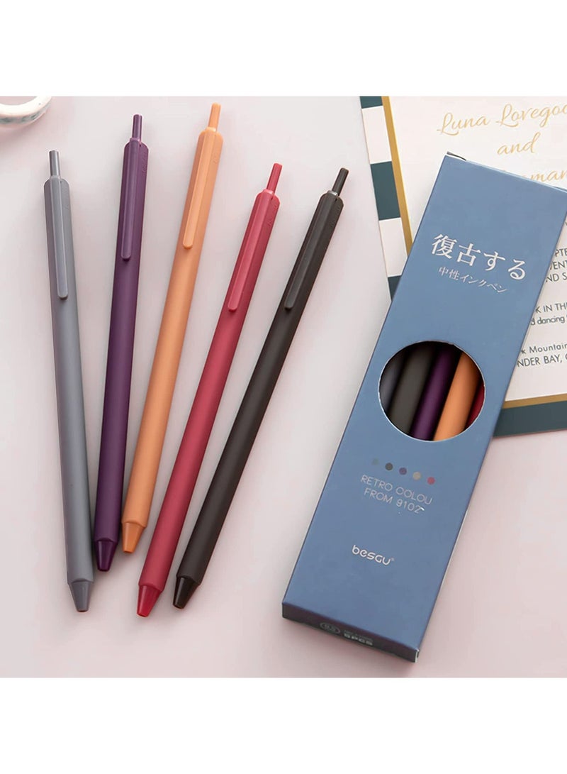 CMGTYYD Retractable Colored Gel Pens Quick Dry Ink Pens, Fine Point 0.5mm, 5 Assorted Colors Premium Vintage Pens for Journaling Drawing Coloring Doodling and Notetaking, School Office Home - Image 3
