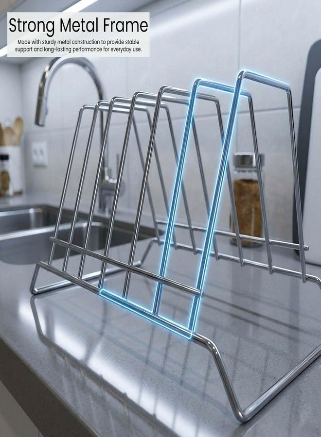 Go Hooked Stainless Steel Plate Stand for Kitchen Cabinet Storage | 6 Slot Plate Rack Organizer Pack of 2 | Steel Dish Plate Holder Stand | Vertical Plate Organizer Rack for Kitchen Countertop - Image 4