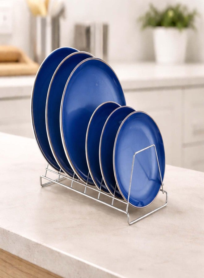 Go Hooked Stainless Steel Plate Stand for Kitchen Cabinet Storage | 6 Slot Plate Rack Organizer Pack of 2 | Steel Dish Plate Holder Stand | Vertical Plate Organizer Rack for Kitchen Countertop - Image 2