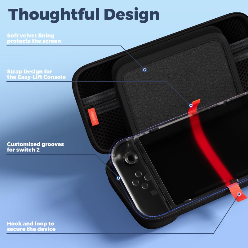 ProCase Carrying Case for Nintendo Switch 2 (2025) with 24 Game Card Slots, Hard Portable Travel Case Storage Bag Protective Pouch for 2025 Nintendo Switch 2 Console & Accessories -Black - Image 4