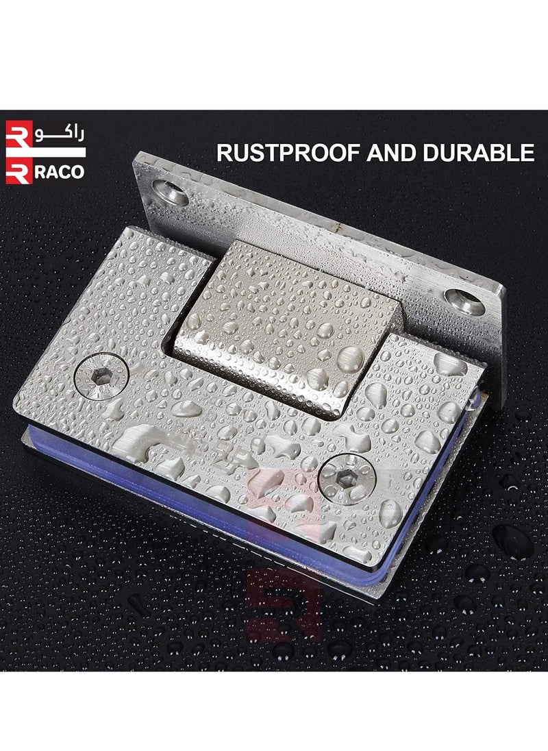 RACO RACO Stainless Steel Heavy Duty 90 Degree Frameless Glass Door Cupboard Showcase Cabinet Clamp Glass Shower Doors Hinge Wall-to-Glass, Polished Chrome PACK OF 2.  - Image 3