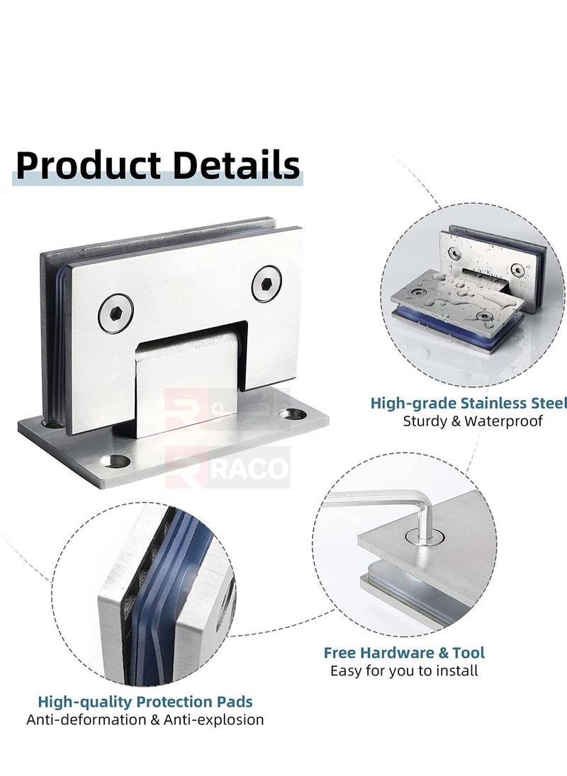 RACO RACO Stainless Steel Heavy Duty 90 Degree Frameless Glass Door Cupboard Showcase Cabinet Clamp Glass Shower Doors Hinge Wall-to-Glass, Polished Chrome PACK OF 2.  - Image 5