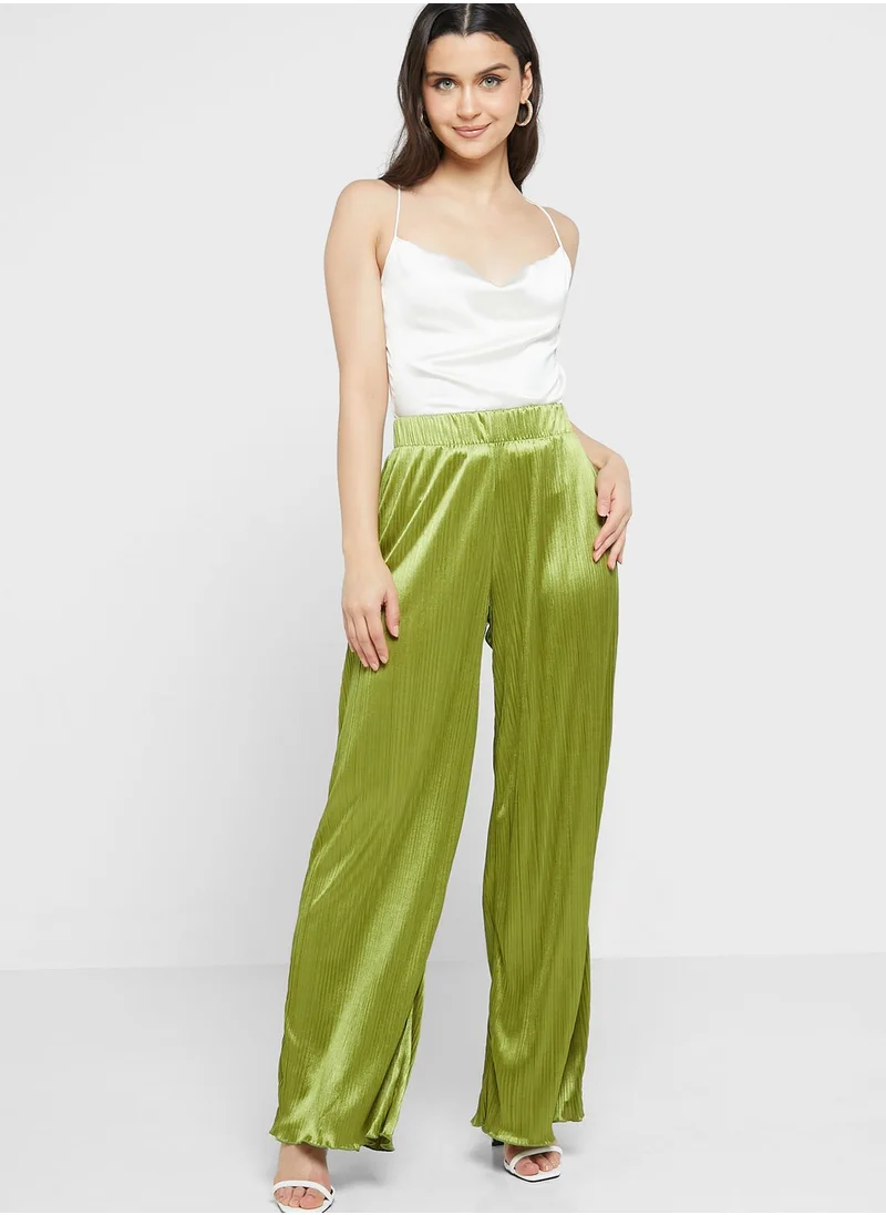 Ginger Solid Plisse Effect Pants