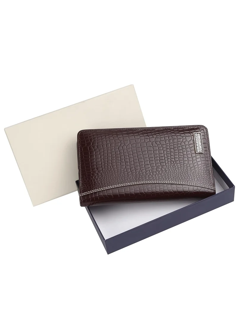 HAMMONDS FLYCATCHER Passport Cover/Passport Holder for Men and Women - Leather Travel Accessories Document Organizer with RFID Protection -Croc Brown -Multiple Cards & Passport Holder for Trips