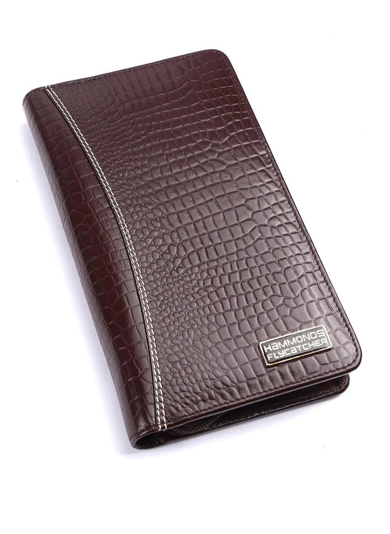 HAMMONDS FLYCATCHER Passport Cover/Passport Holder for Men and Women - Leather Travel Accessories Document Organizer with RFID Protection -Croc Brown -Multiple Cards & Passport Holder for Trips