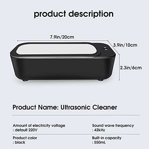 Serplex® Ultrasonic Mini Jewelry Cleaner with 42 kHz Stainless Steel Chamber, Portable Professional Ultrasonic Cleaner for Cleaning Dentures, Jewelry, Aligner, Eyeglasses, Watches, Ring, Black(450ml) - Image 5