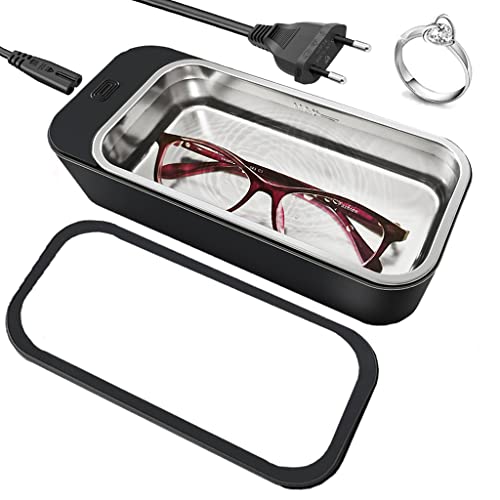 Serplex® Ultrasonic Mini Jewelry Cleaner with 42 kHz Stainless Steel Chamber, Portable Professional Ultrasonic Cleaner for Cleaning Dentures, Jewelry, Aligner, Eyeglasses, Watches, Ring, Black(450ml) - Image 1