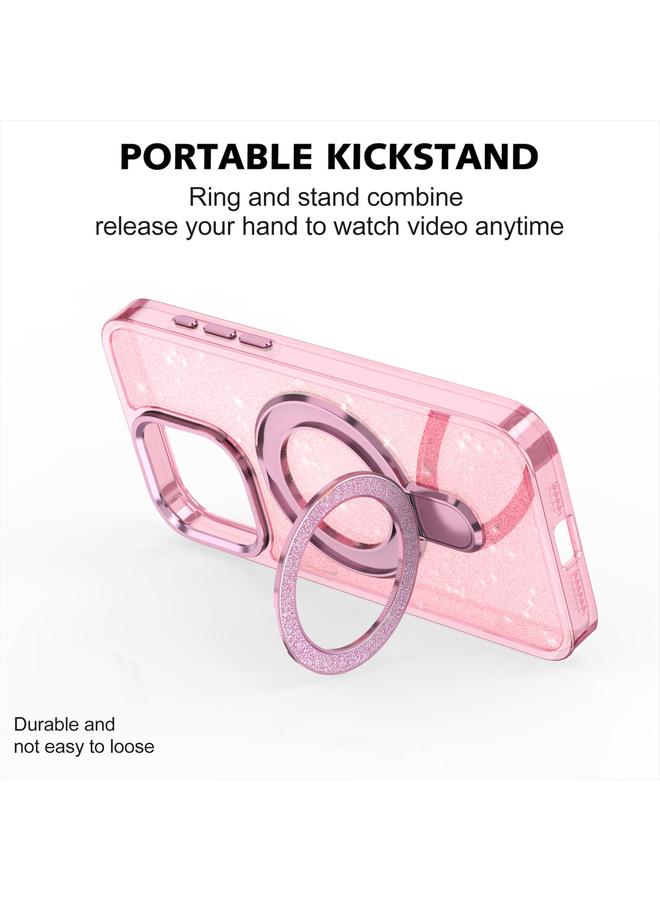 S-TOP Case For iPhone 15 Plus Glitter Ring Holder MagSafe Phone Case - Image 4