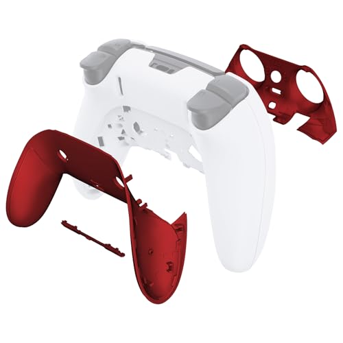 eXtremeRate Top Bottom Decorative Trim Shell Compatible with ps5 Edge Controller DIY Replacement Front Back Clip Shell, Custom Scarlet Red Plates Cover Compatible with ps5 Edge Controller - Image 4