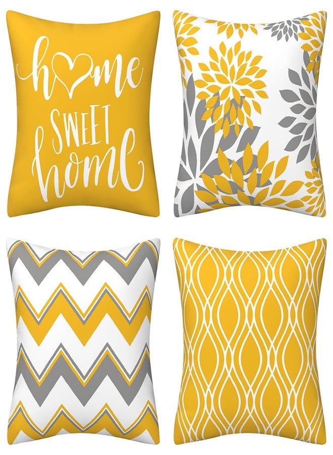 Drmstow Yellow Pillow Covers 18x18 Set of 4 Modern Decorative Geometric Outdoor Sofa Throw Pillow Cushion Covers Case for Couch Living Room Bedroom Patio Furniture Indoors Home Decor - Image 1