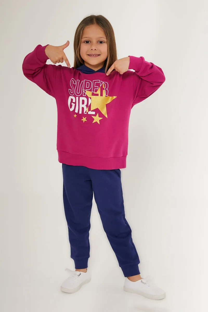 RolyPoly Super Girl Dark Pink Girls Tracksuit