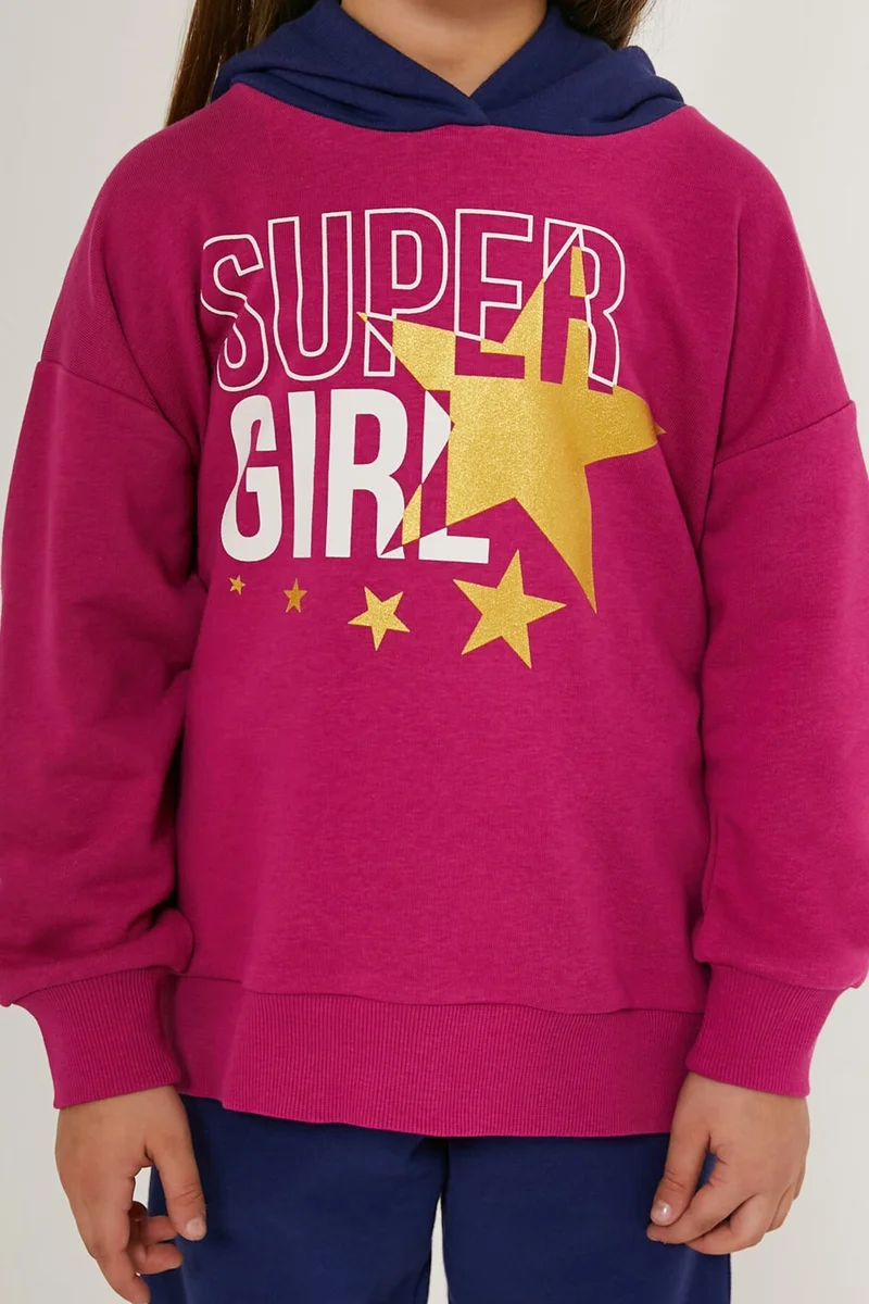 RolyPoly Super Girl Dark Pink Girls Tracksuit