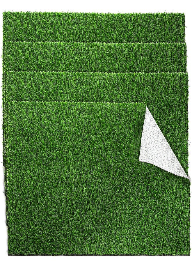 Fasmov 4 Pack Artificial Grass Guinea Pig Pee Pads, 15.7 × 23.6 Inch Fake Grass Rug Rabbit Grass Mat Dog Grass Pee Pads Artificial Turf Pet Grass Mat, Reusable Puppy Training Turf Mat - Image 1