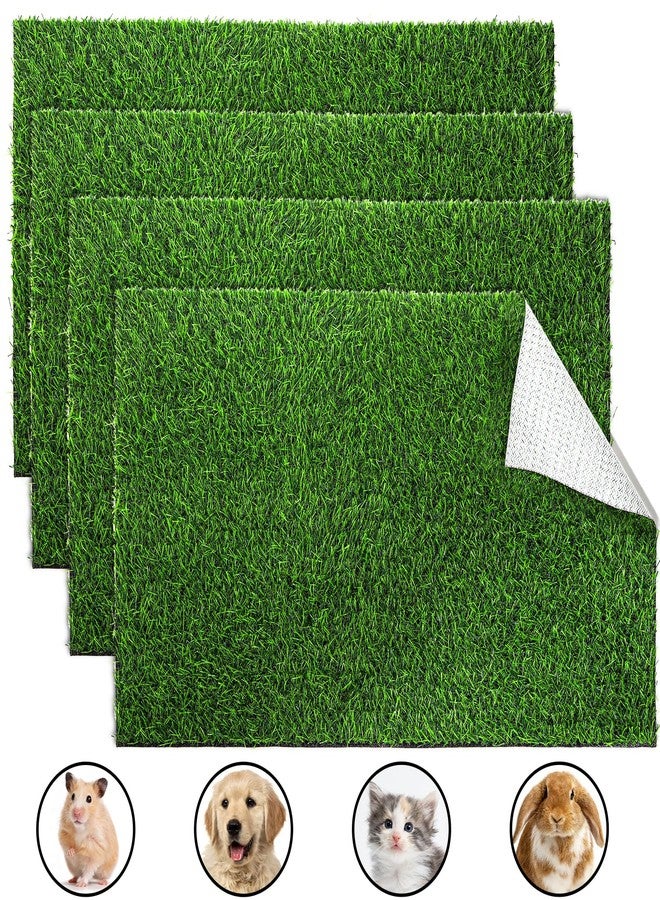 Fasmov 4 Pack Artificial Grass Guinea Pig Pee Pads, 15.7 × 23.6 Inch Fake Grass Rug Rabbit Grass Mat Dog Grass Pee Pads Artificial Turf Pet Grass Mat, Reusable Puppy Training Turf Mat - Image 2