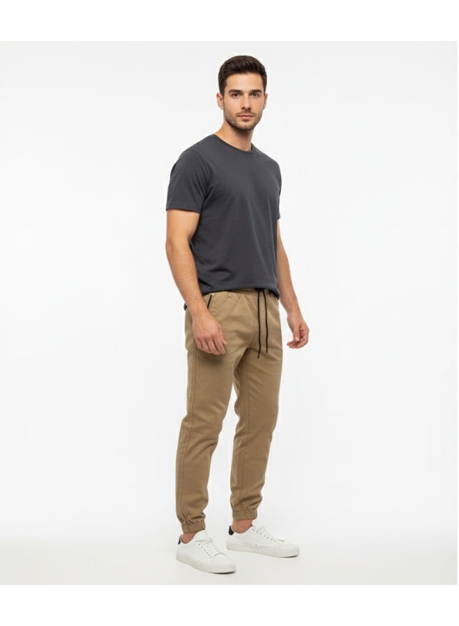 LOUD UNIVERSE سروال جوجر تشينو للرجال - بنطال قطن مريح مع حزام قابل للتعديل وأساور مرنة - Image 1