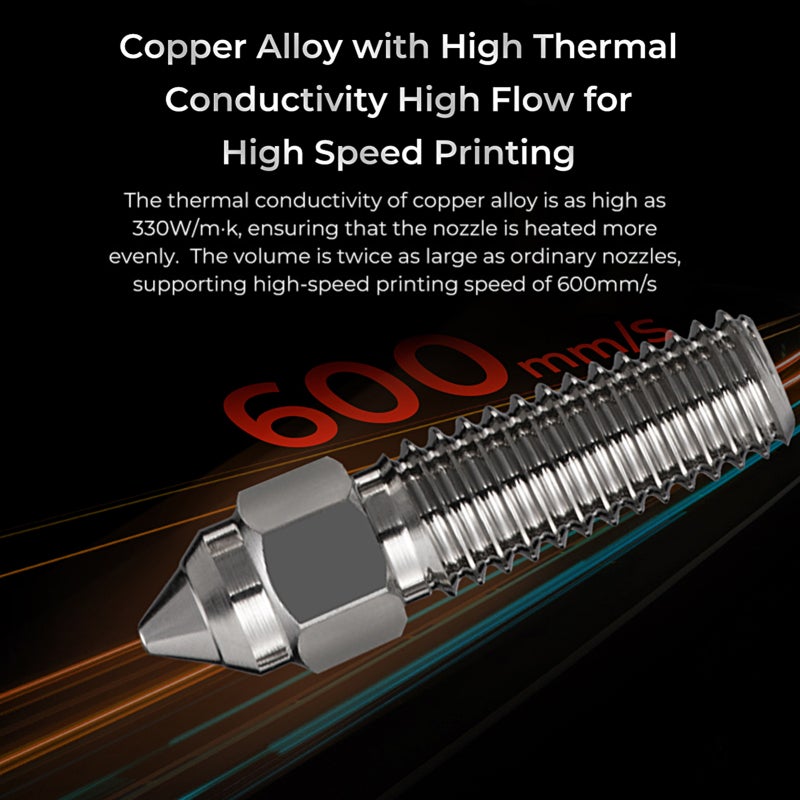 Creality 3D Copper Alloy 3D Printer Nozzle 8-Pack High Thermal Conductivity High Flow Nozzle For 3D Printer - Nickel Plated Hardened Steel Nozzle Set for High Speed High Temperature Printing - Image 4