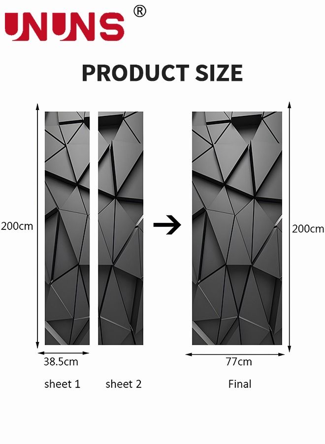 UNUNS 3D Door Stickers Mural,Black Abstract Geometric DIY Self-Adhesive Door Wall Murals,Waterproof Removable Doors Decoration,38.5x200x2cm - Image 5