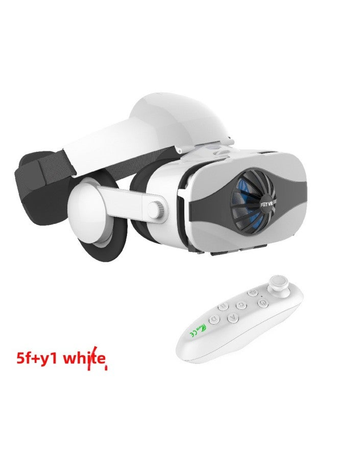 FIIT VR 5F 3D Glasses Mobile Phone Vr Virtual Reality Glasses Headset 3D Helmet Headset Version Radiator-Color:5F + Y1 White - Image 1