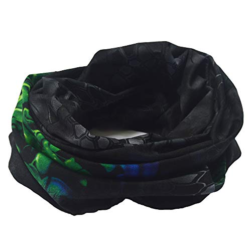 Obacle Skull Face Mask Half for Dust Wind UV Sun Protection Seamless 3D Tube Mask Bandana for Men Women Thin Skeleton Mask Motorcycle Riding Biker Fishing Cycling Sports Festival (Green Blue Skull) - Image 4