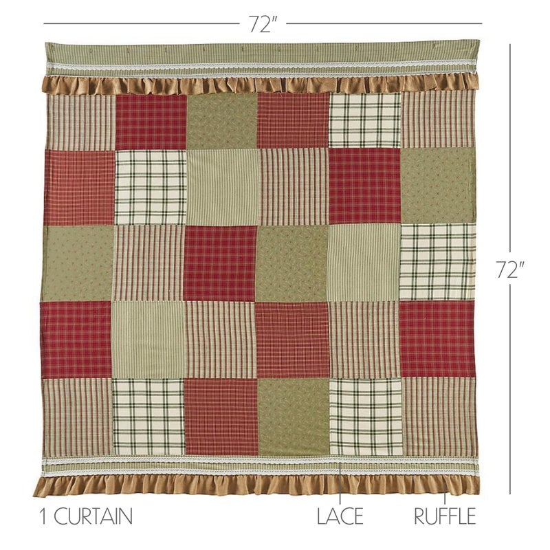 VHC Brands, Prairie Winds, Farmhouse, Bath Decor, Shower Curtain, 72x72, Green - Image 4