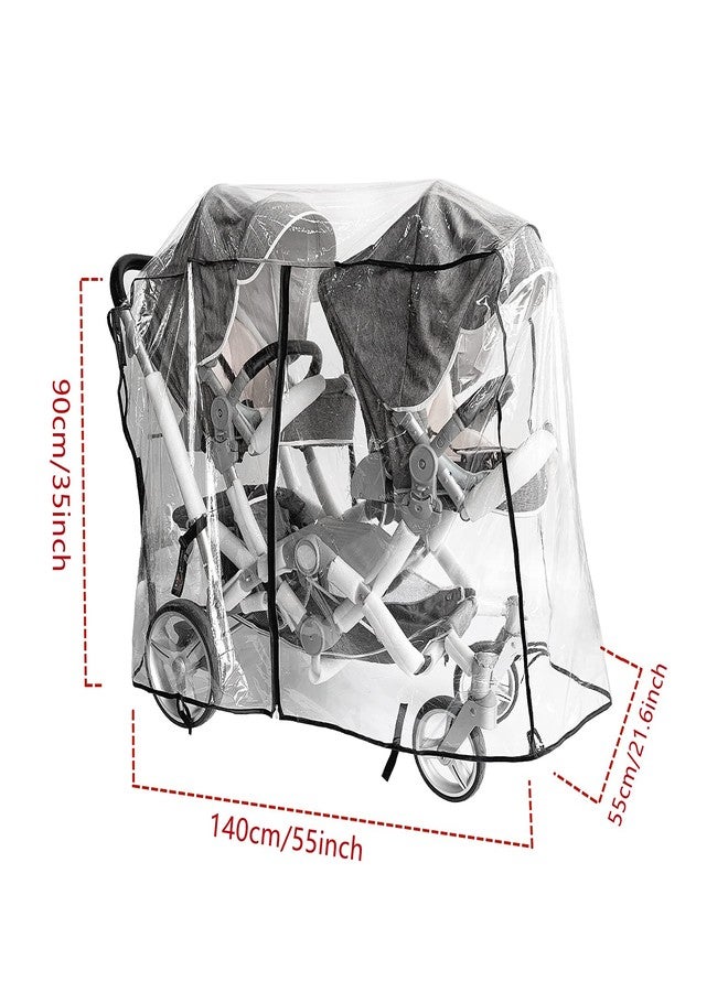 Ezkindheit Double Stroller Rain Cover,Rain Cover for Double Tandem Stroller,Big Size Universal Rain and Wind Cover - Image 5
