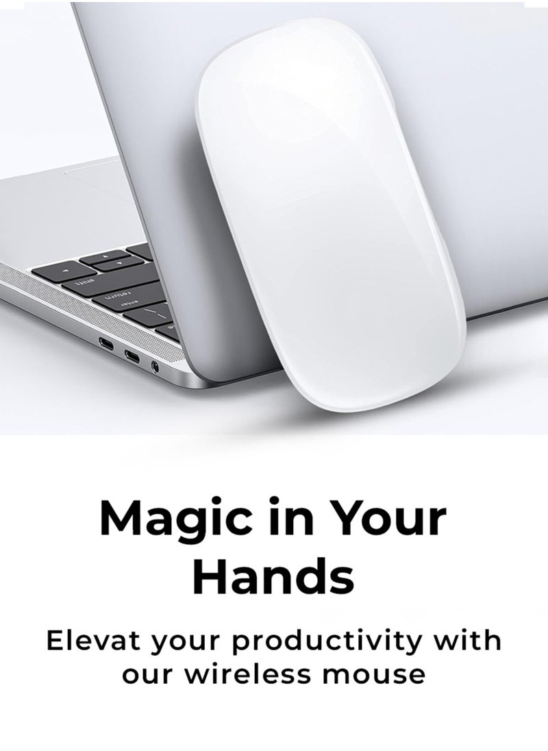 glassology - Magic Rechargeable Wireless Touch Scroll Optical Mouse Strong Bluetooth 5.1 Connection 1200 DPI Precision Sensor Ambidextrous Design for iPad iMac Desktop & Laptop in Elegant - Image 1