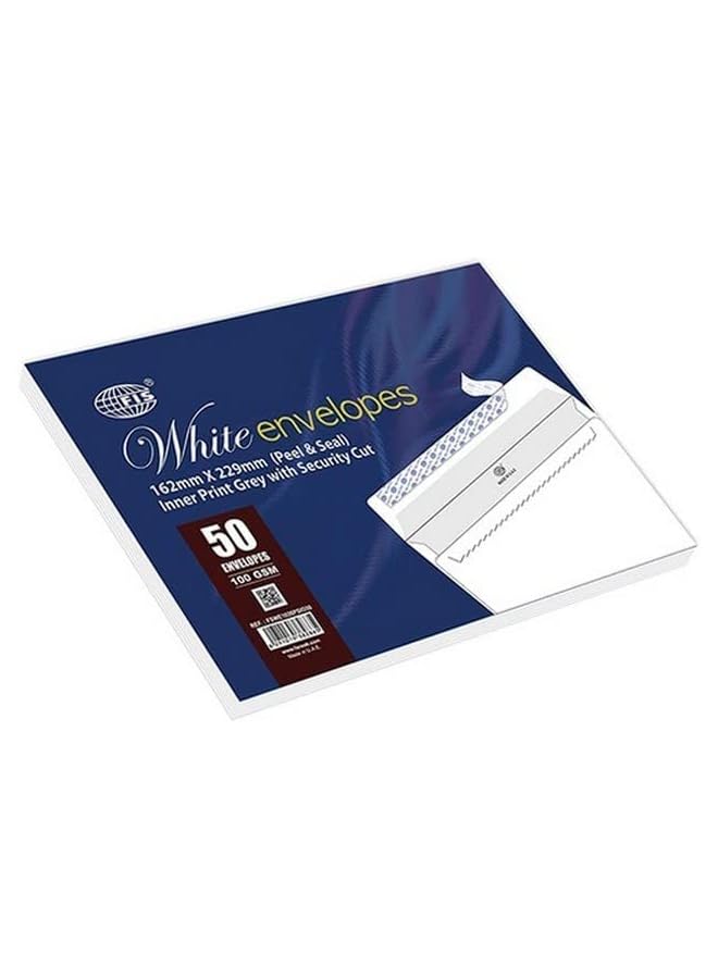 إف اي أس  Fswe1026Psig50 100 جرام لكل متر مربع مغلفات داخلية قابلة للتقشير والختم 50 قطعة مقاس 162 × 229 مم رمادي