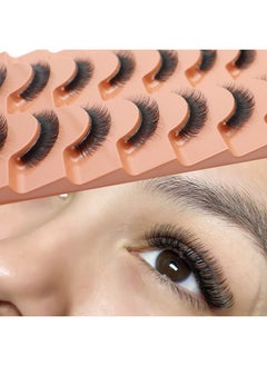 DAODER 10MM Mink Lashes Thick Short False Eyelashes Natural Look Wispy Clear Band Eyelashes Strip by DAODER, Thin Band, Soft, D Curl Lash Extension Look 7Pairs (004 Thick Short)  - Image 2