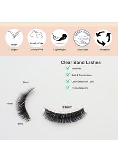 DAODER 10MM Mink Lashes Thick Short False Eyelashes Natural Look Wispy Clear Band Eyelashes Strip by DAODER, Thin Band, Soft, D Curl Lash Extension Look 7Pairs (004 Thick Short)  - Image 3