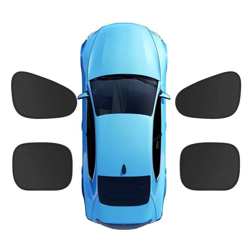 Four Piece Set Car Sunshade Static Cling UV Protection No Trace Heat Insulating Curtain - Image 1