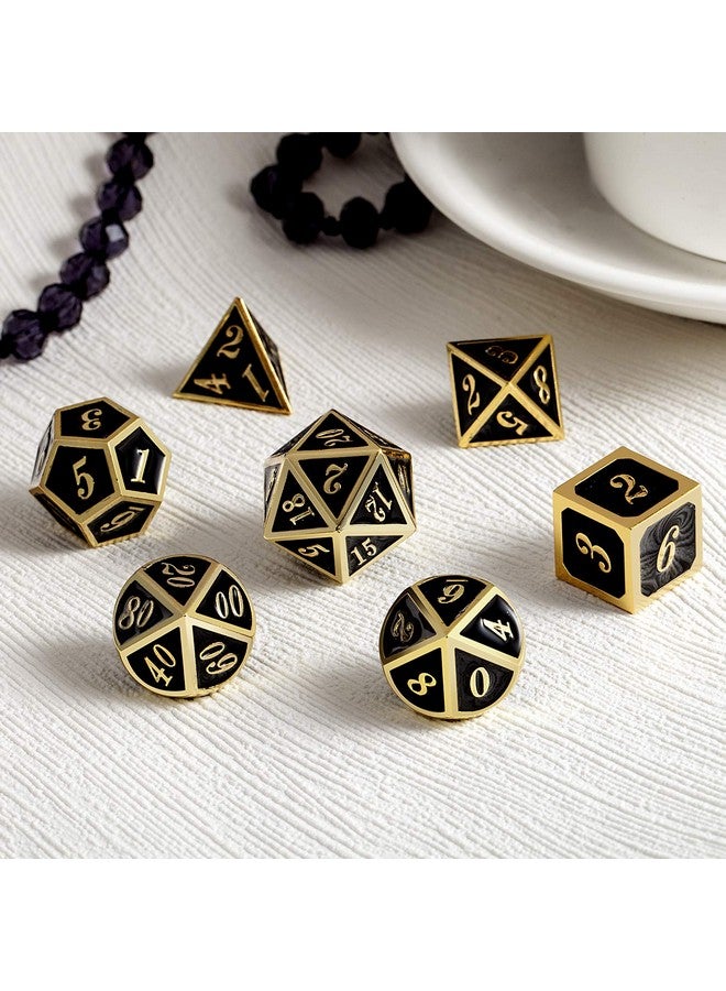 DNDND Metal Dice Set DND, 7 die Metal Polyhedral Dice Set with Metal Box Black Color and Gold Number for Role Playing Game Dungeons and Dragons D&D Pathfinder Shadowrun and Math Teaching - Image 3