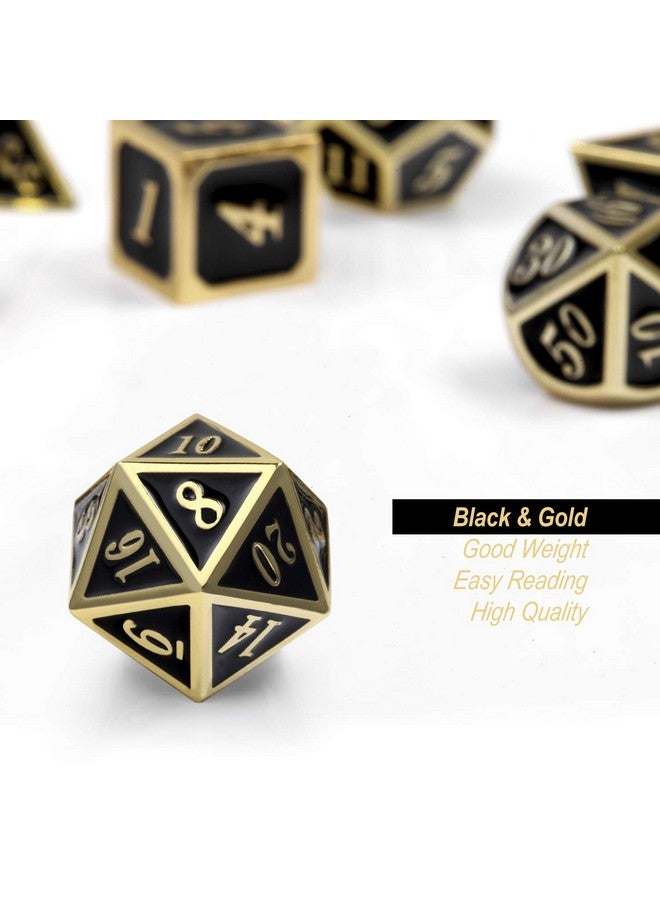 DNDND Metal Dice Set DND, 7 die Metal Polyhedral Dice Set with Metal Box Black Color and Gold Number for Role Playing Game Dungeons and Dragons D&D Pathfinder Shadowrun and Math Teaching - Image 4