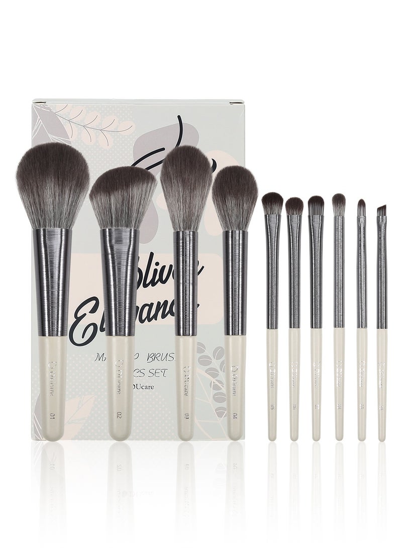 DUcare Makeup Brushes 10 Pcs DUcare Makeup Foundation Kabuki Brush with case for Powder Eyeshadow Liquid Cream  - Image 1