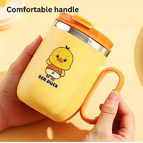 ARTLABEL 304 Stainless Steel Tea,Coffee, Milk Mug with Handle and Lid for Kids & Adults-Birthday Return Gifts for Kids–400 ML (Yellow) - Image 4