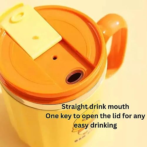 ARTLABEL 304 Stainless Steel Tea,Coffee, Milk Mug with Handle and Lid for Kids & Adults-Birthday Return Gifts for Kids–400 ML (Yellow) - Image 3