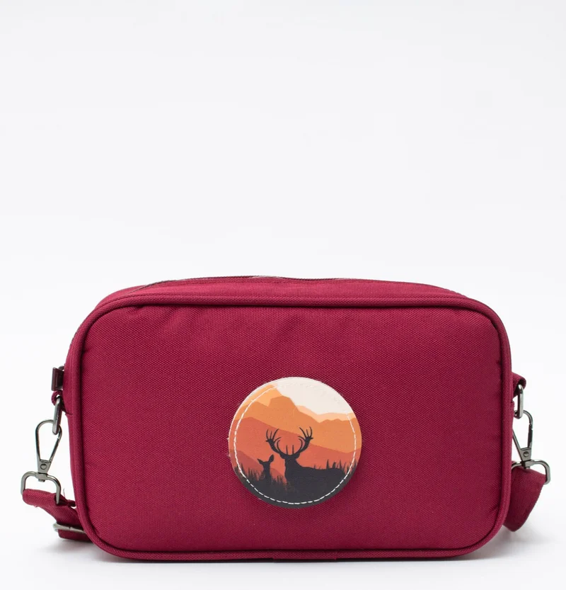 Kaff Claret Red K 00700 Crossbody Hand and Shoulder Bag with Interchangeable Stickers