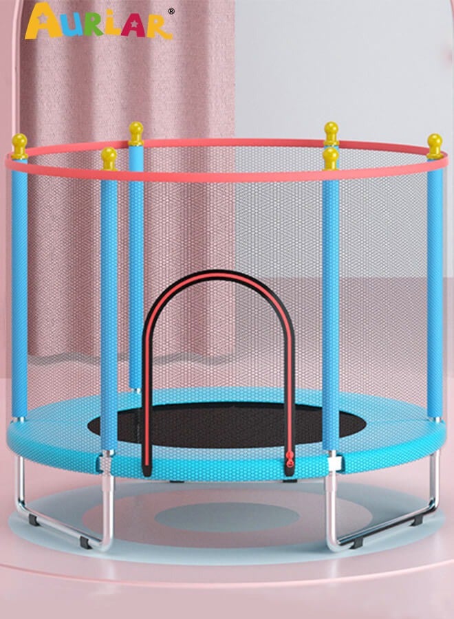 Aurlar Kids Trampoline with Safety Net, Foam Padded Poles, 140x140x120cm, for Boys and Girls Ages 1–8, Indoor or Outdoor Use, Fun Fitness Toy - Image 1