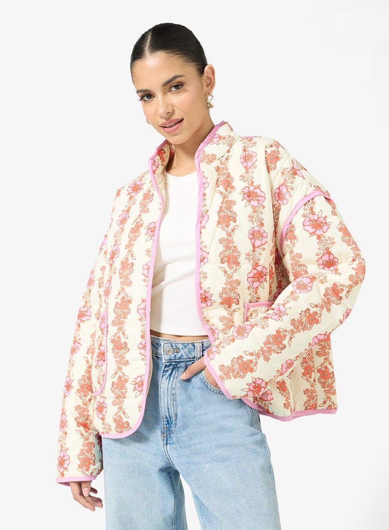 جينجر جاكيت مبطن بنقشة زهور صغيرة - Image 1
