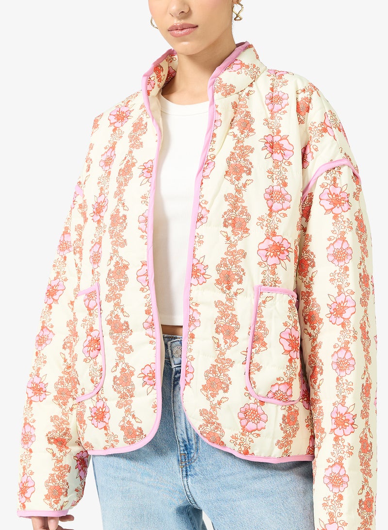 جينجر جاكيت مبطن بنقشة زهور صغيرة - Image 3