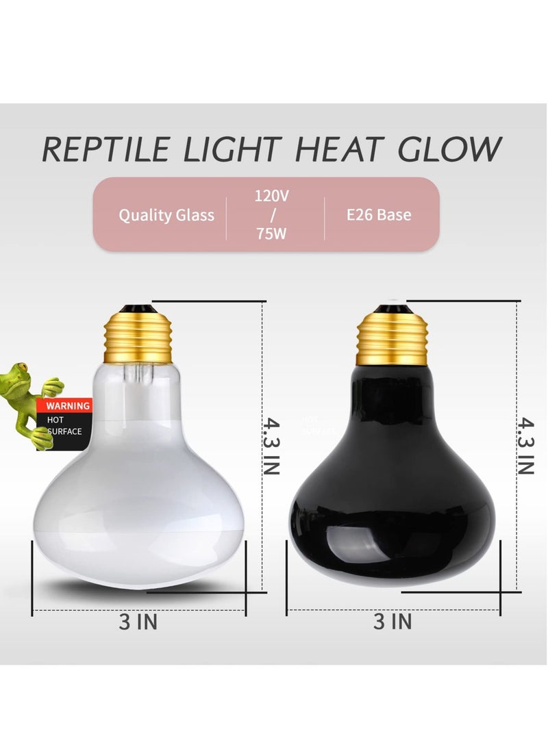 SYOSI 75W Reptile Heat Lamp Combo Set Reptile Day and Night Heat Lamp,UVA Basking Spot Bulb for Bearded Dragon Lizard Turtle Snake Chameleon Use, 4 Pack - Image 2
