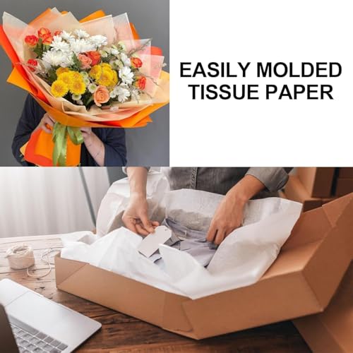mudrit White Tissue Paper for Packaging, Wrapping Paper for Stuffing Gift Bags, Packing Material for Small Business, DIY Art and Crafts, Size 19" x 14" (White, Pack of 25) - Image 4