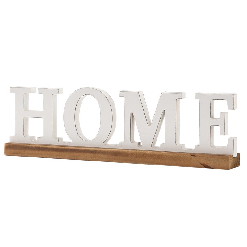 Sintosin Rustic Home Decor Signs for Tabletop 14 inches, Boho Distressed White Wooden Signs for Home Decor Farmhouse, Christmas Decorations for Indoor Living Room Shelf Bedroom - Image 1