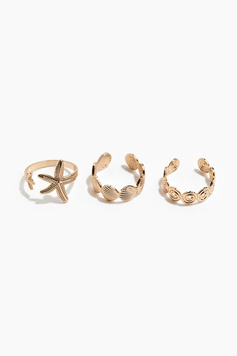3-pack sea-themed toe rings