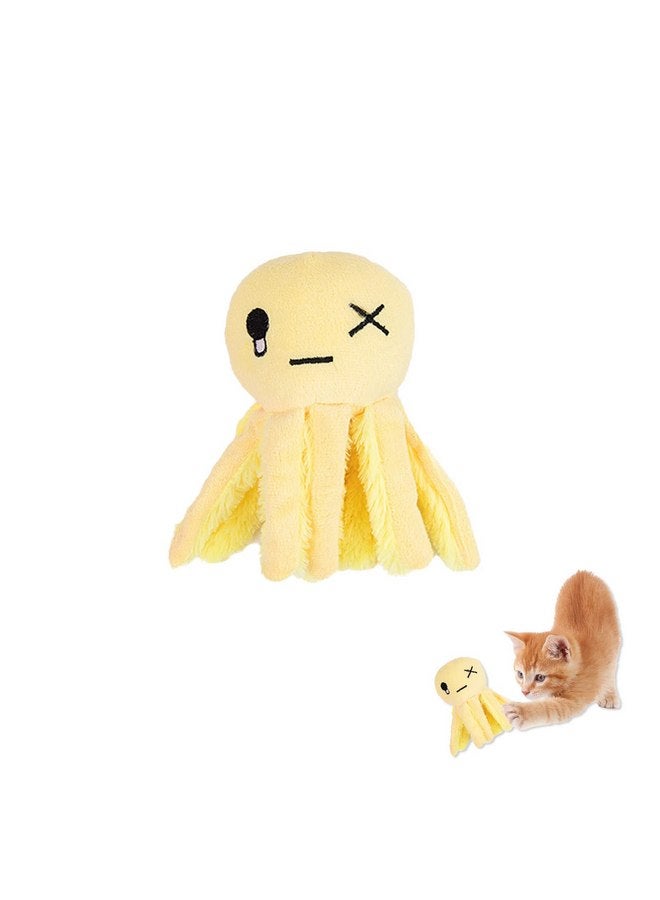 Andiker Cat Interactive Toy, Octopus-Shaped Cat Plush Toys with Crinkle Paper, Cat Toys for Indoor Cats to Scratch and Chew for Kitten Gifts and Cat Lovers (Yellow) - Image 1