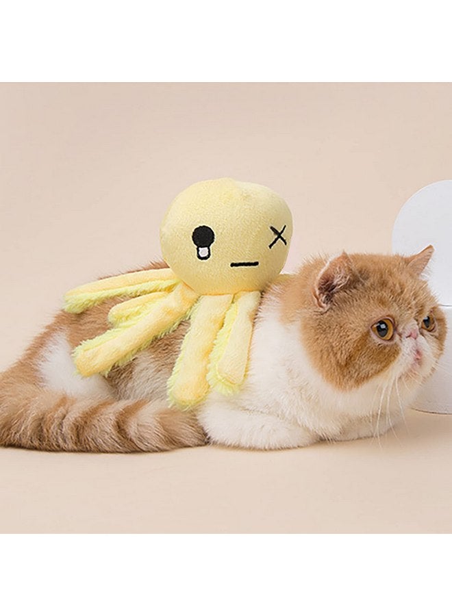 Andiker Cat Interactive Toy, Octopus-Shaped Cat Plush Toys with Crinkle Paper, Cat Toys for Indoor Cats to Scratch and Chew for Kitten Gifts and Cat Lovers (Yellow) - Image 4