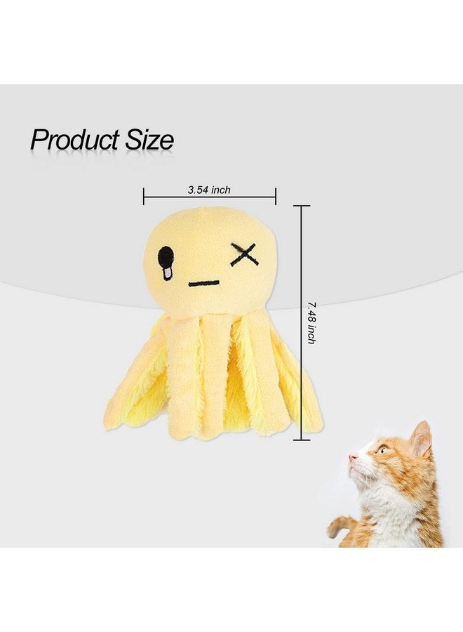 Andiker Cat Interactive Toy, Octopus-Shaped Cat Plush Toys with Crinkle Paper, Cat Toys for Indoor Cats to Scratch and Chew for Kitten Gifts and Cat Lovers (Yellow) - Image 3