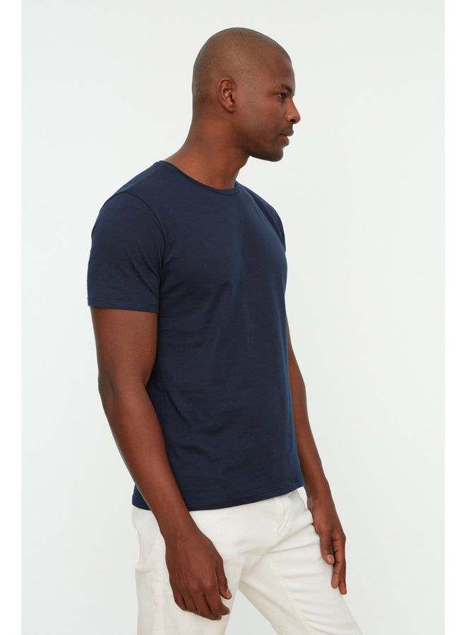trendyol Navy Blue Basic Slim Fit 100% Cotton 2-Pack Crew Neck Short Sleeve T-Shirt TMNSS19BO0071 - Image 5